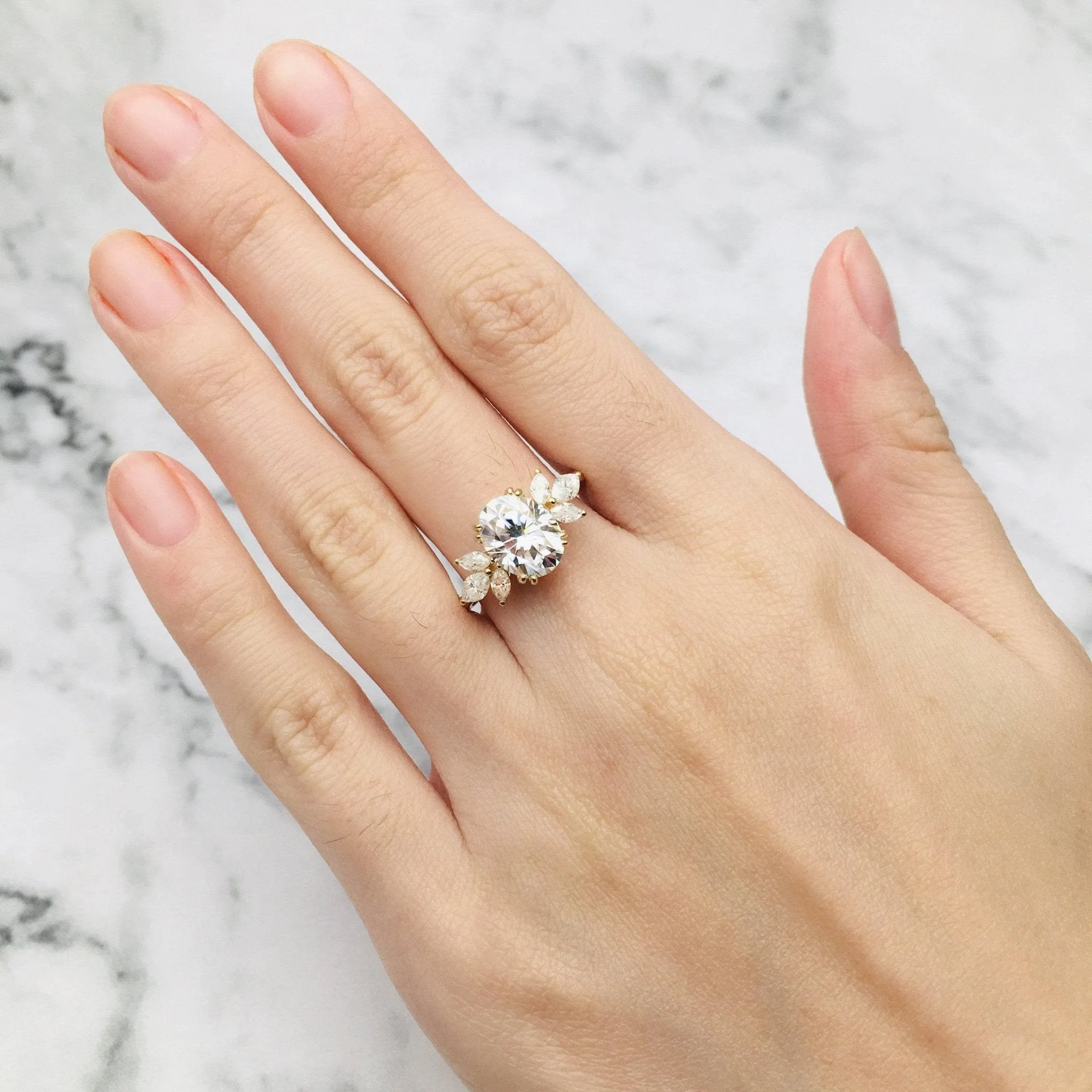 Unique Oval Cut Diamond Yellow Gold Minimalist Engagement Ring