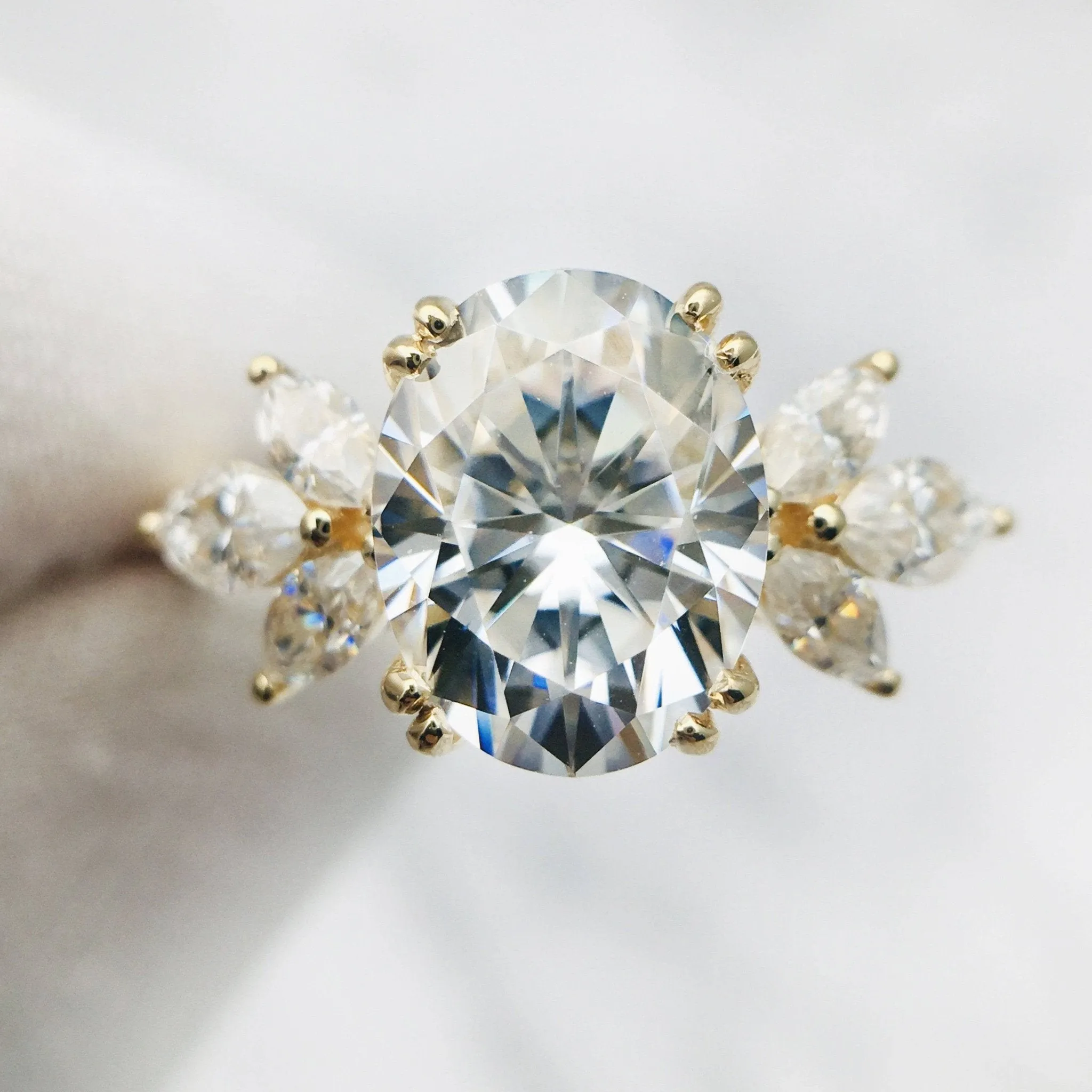 Unique Oval Cut Diamond Yellow Gold Minimalist Engagement Ring