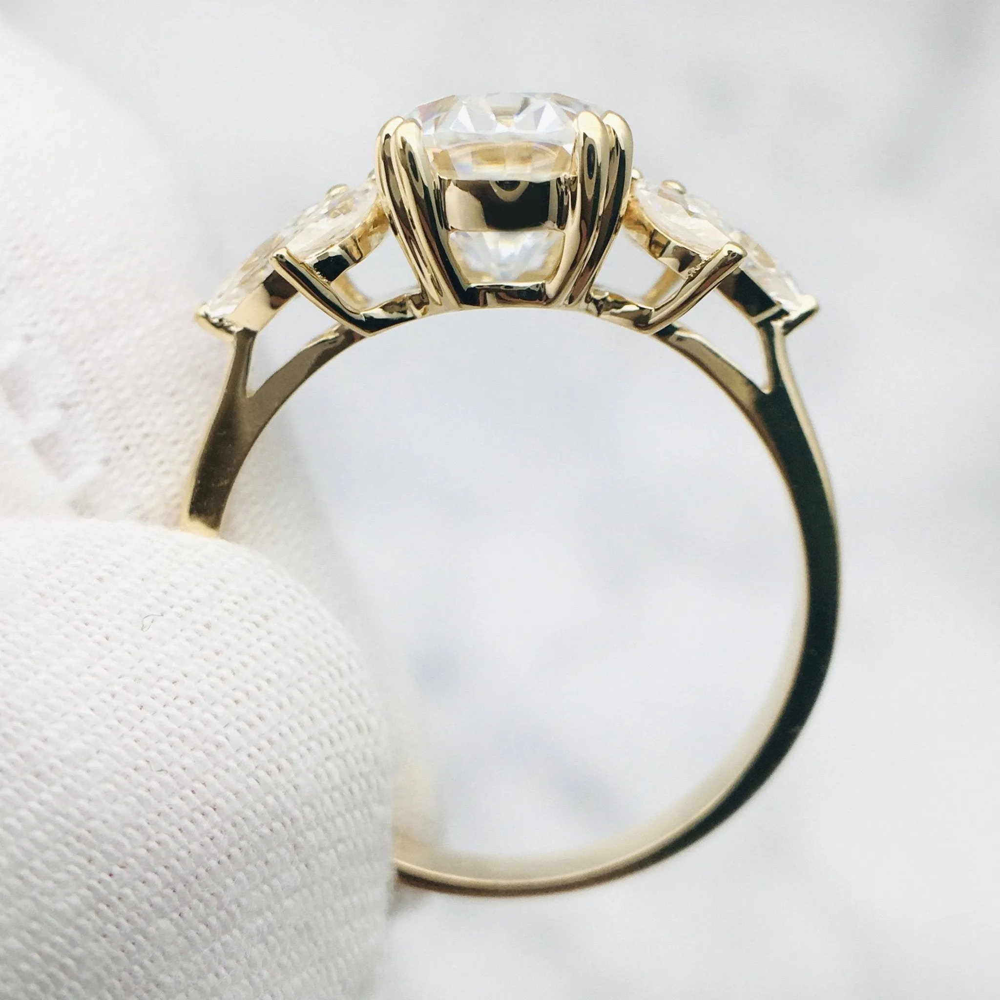 Unique Oval Cut Diamond Yellow Gold Minimalist Engagement Ring