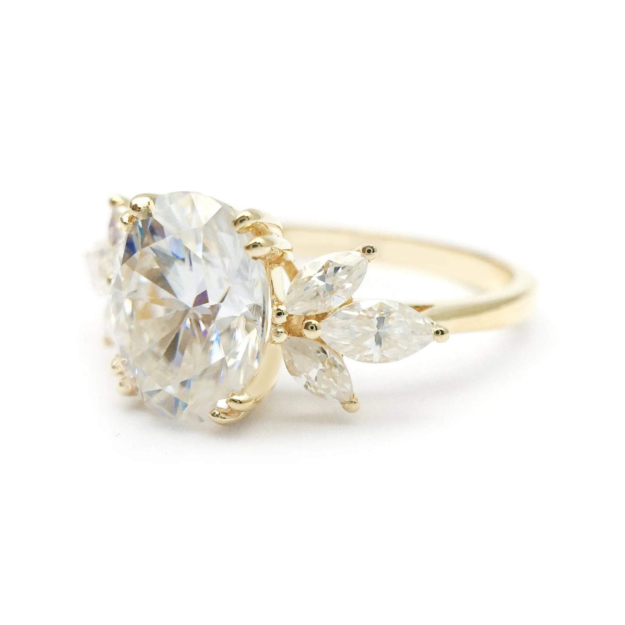 Unique Oval Cut Diamond Yellow Gold Minimalist Engagement Ring