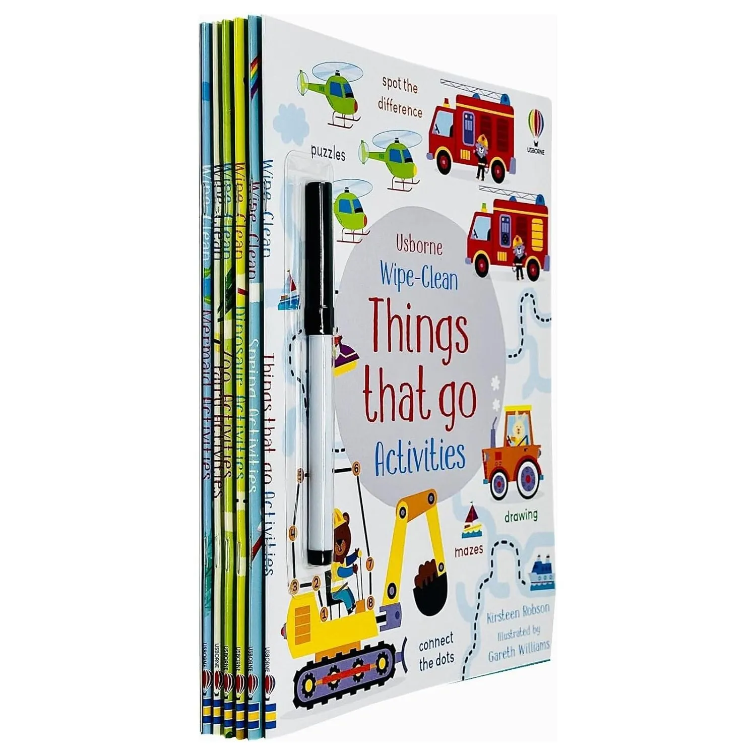 Usborne Wipe Clean Activities 6 Books Collection Set By Kirsteen Robson(Dinosaur Activities)