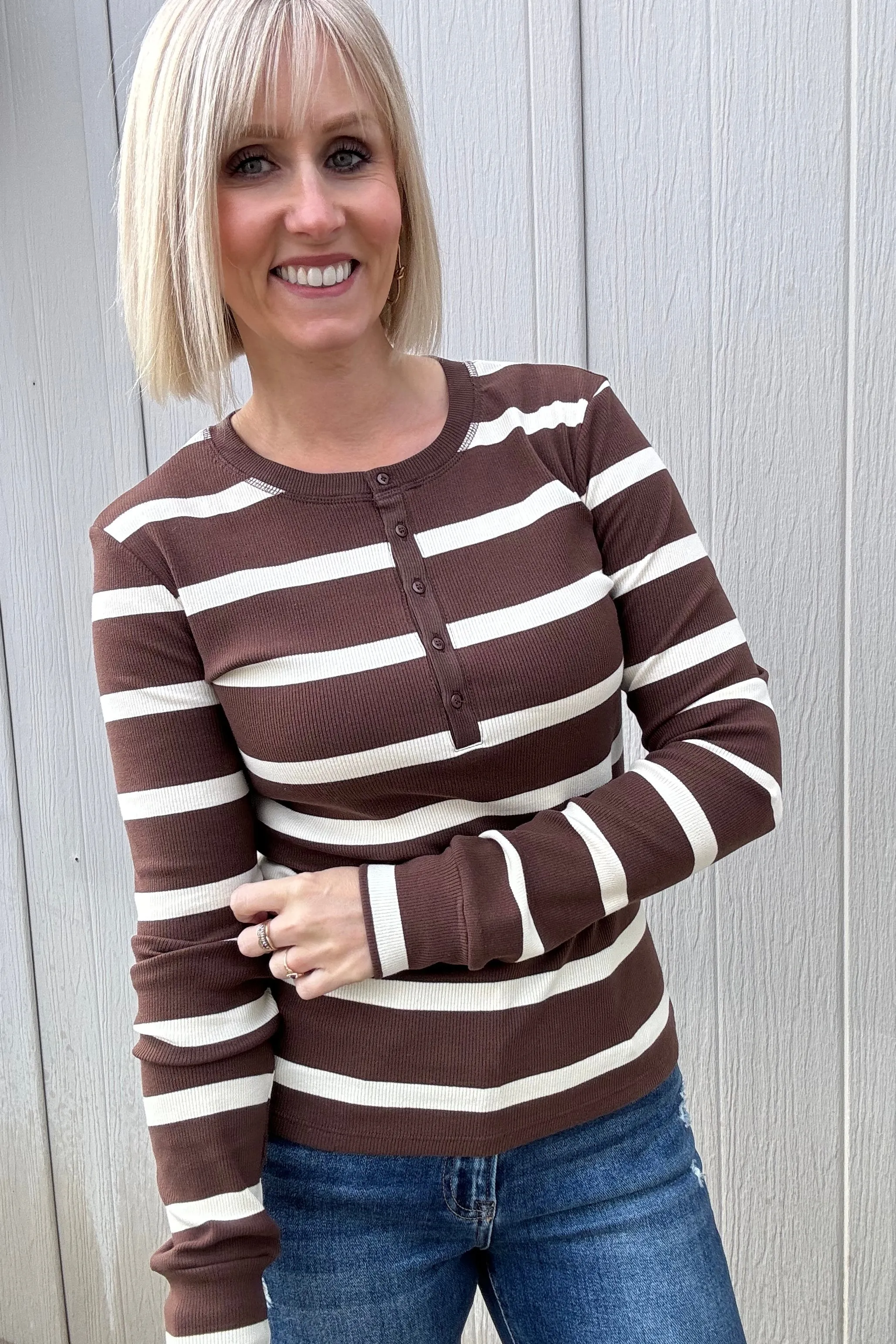 Vera Striped Ribbed Henley