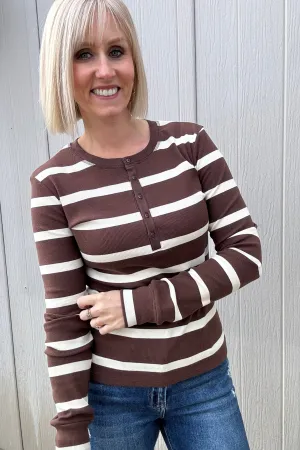 Vera Striped Ribbed Henley