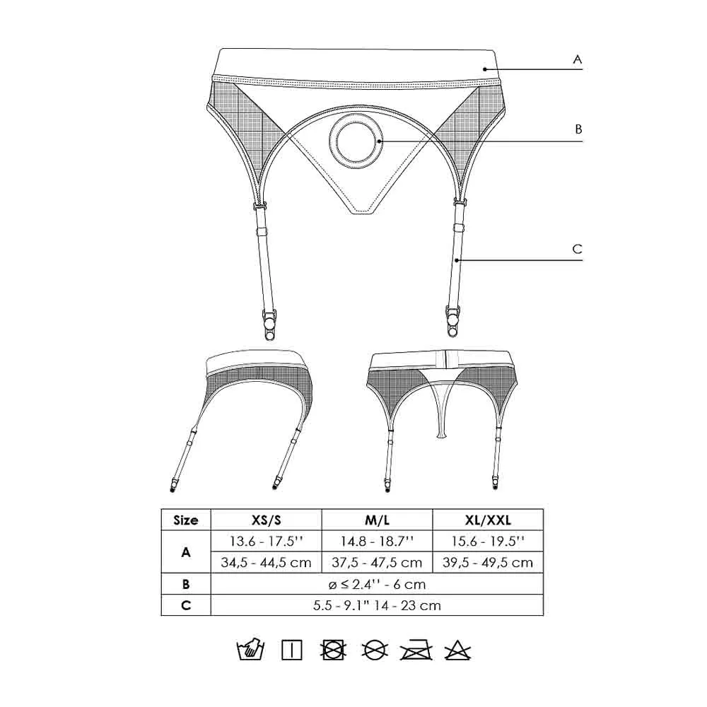 Vibrating Strap-on Thong w Garters XL/2X
