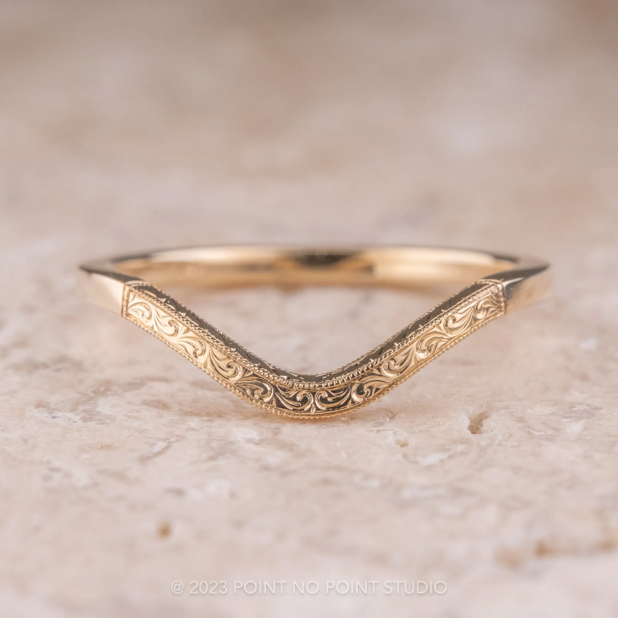 Vintage Classic Contour Wedding Band, 14k Yellow Gold