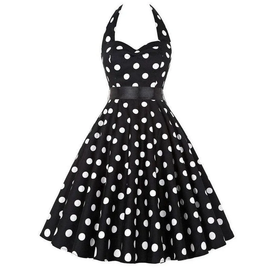 Vintage Polka Dot Halter Dresses