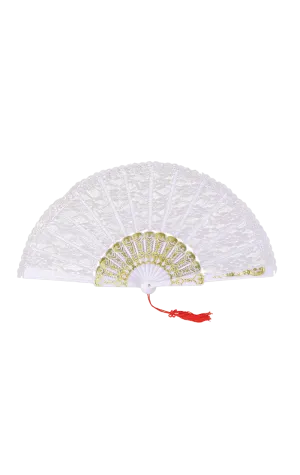 White Lace Fan Accessory