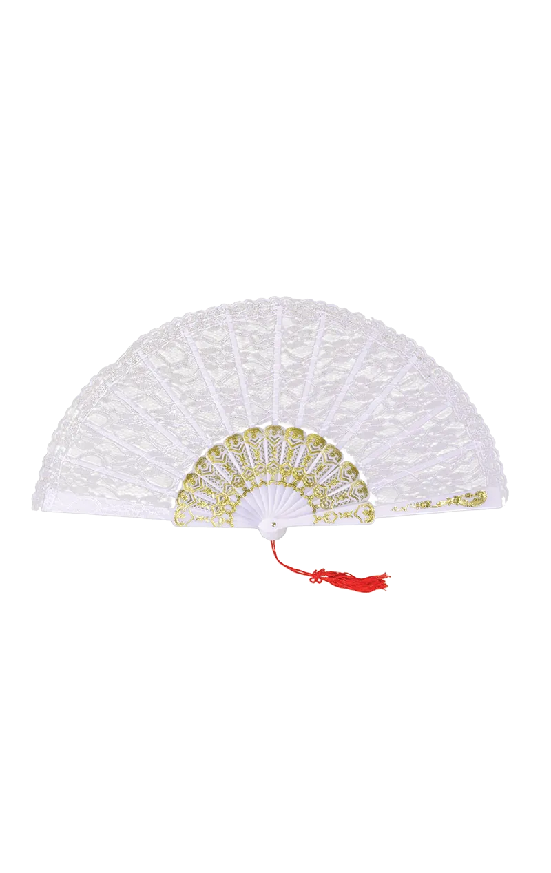 White Lace Fan Accessory
