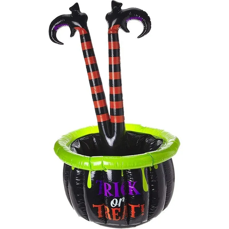 Witches Striped Legs Inflatable Cauldron Cooler
